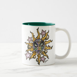 Sun and Moon Girl Turquoise Mug
