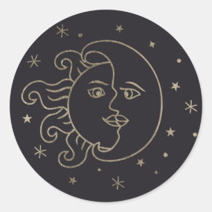Sun And Moon Gold Foil Sticker