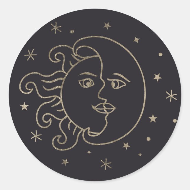 Sun And Moon Gold Foil Sticker (Front)