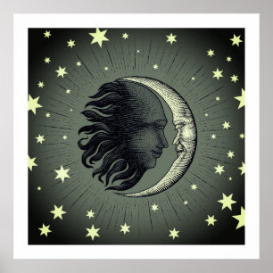 Sun And Moon Graphic Art Poster