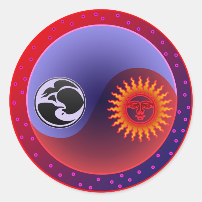 Sun and Moon in Balance Classic Round Sticker (Front)