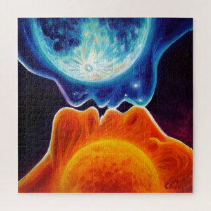 Sun and moon kiss jigsaw puzzle