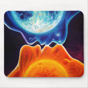 Sun and moon kiss mouse pad