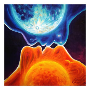 Sun and moon kiss photo print