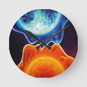 Sun and moon kiss round clock