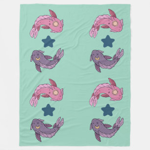 Sun and Moon Koi Fish Celestial Pisces Art Fleece Blanket