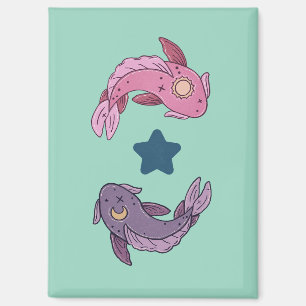 Sun and Moon Koi Fish Celestial Pisces Art Magnet