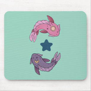Sun and Moon Koi Fish Celestial Pisces Art Mouse Pad