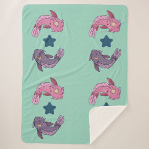 Sun and Moon Koi Fish Celestial Pisces Art Sherpa Blanket