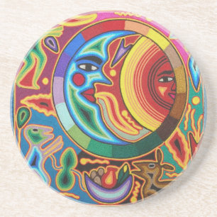 Sun and Moon Mexican String Art Coaster