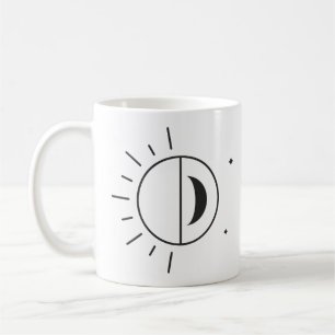 Sun and Moon Minimal Line Drawing Coffee Mug