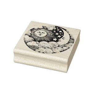 Sun and Moon MoonChild Sunshine                    Rubber Stamp