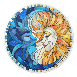 Sun and Moon Mosaic Art Ceramic Knob