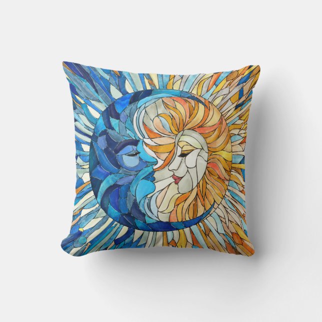 Sun and Moon Mosaic Art Cushion (Front)