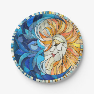 Sun and Moon Mosaic Art Paper Plate