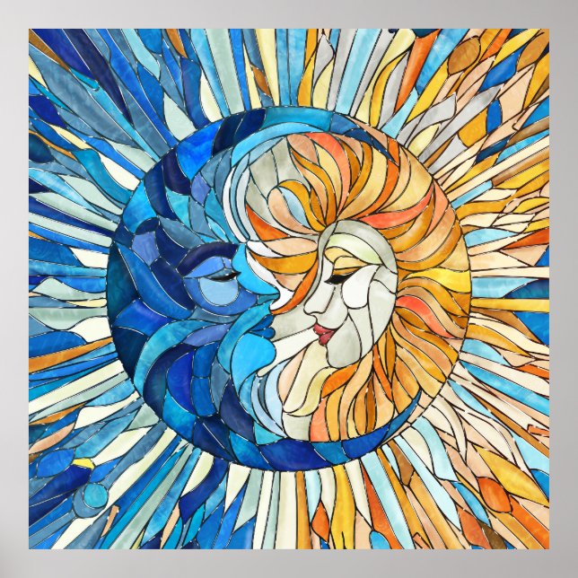 Sun and Moon Mosaic Art Poster (Front)