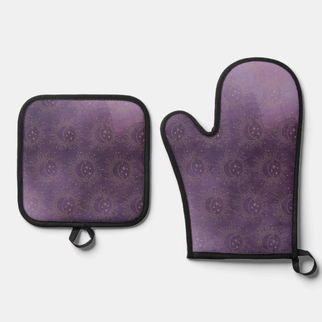 Sun and Moon Oven Mitt & Pot Holder Set (Front)