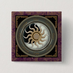 Sun and Moon Pagan Wheel 15 Cm Square Badge