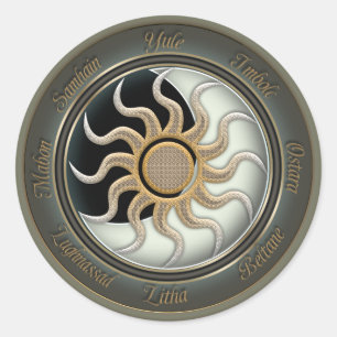 Sun and Moon Pagan Wheel Classic Round Sticker