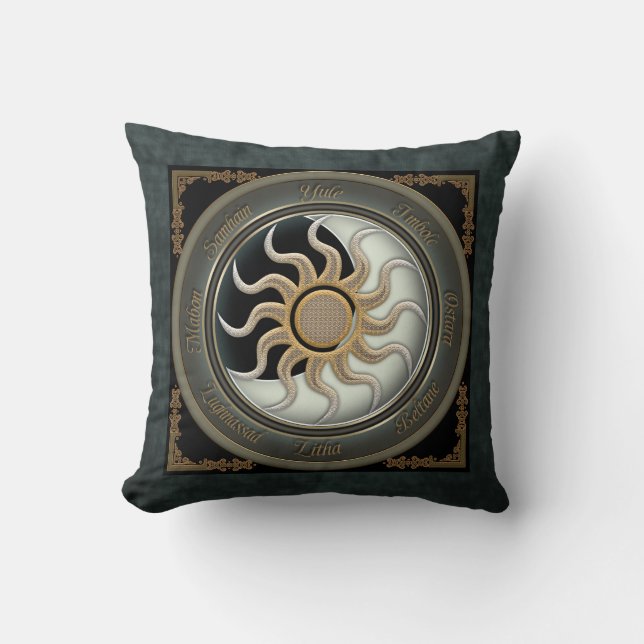 Sun and Moon Pagan Wheel Cushion (Front)