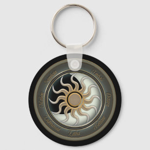 Sun and Moon Pagan Wheel Key Ring