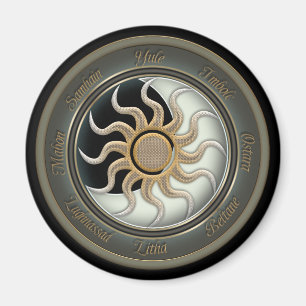 Sun and Moon Pagan Wheel Magnet