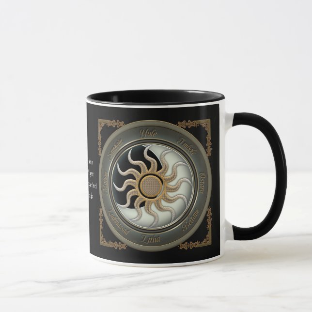 Sun and Moon Pagan Wheel Personalised Mugs (Right)