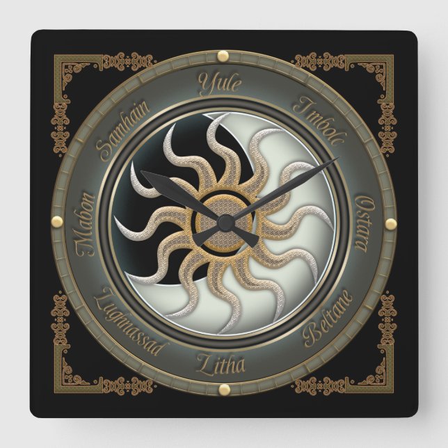 Sun and Moon Pagan Wheel Wall Clock (Front)