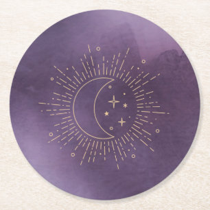 Sun and Moon Round Paper Coaster