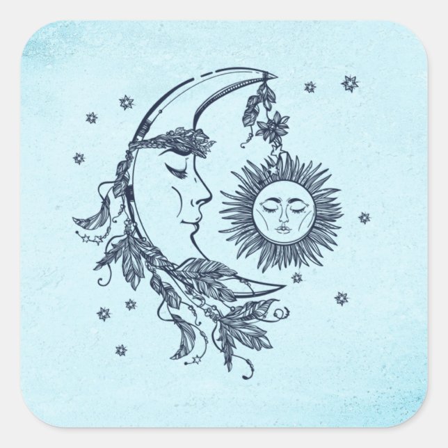 Sun and Moon Square Sticker (Front)