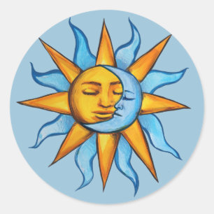 Sun and Moon Sunshine MoonChild                    Classic Round Sticker