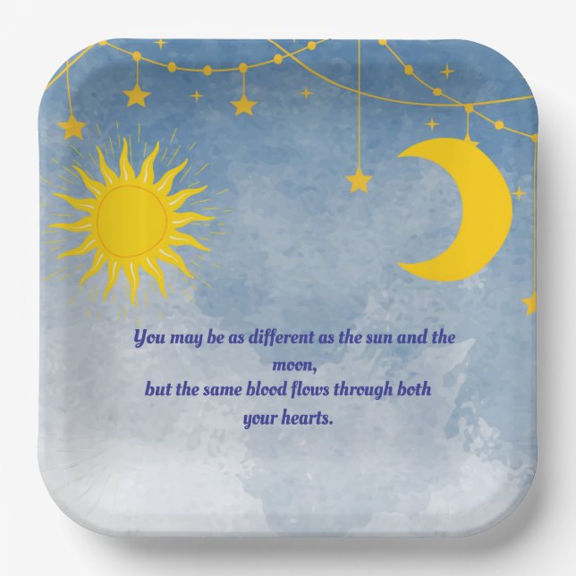 Sun and Moon Twin Baby Shower Plates (Front)