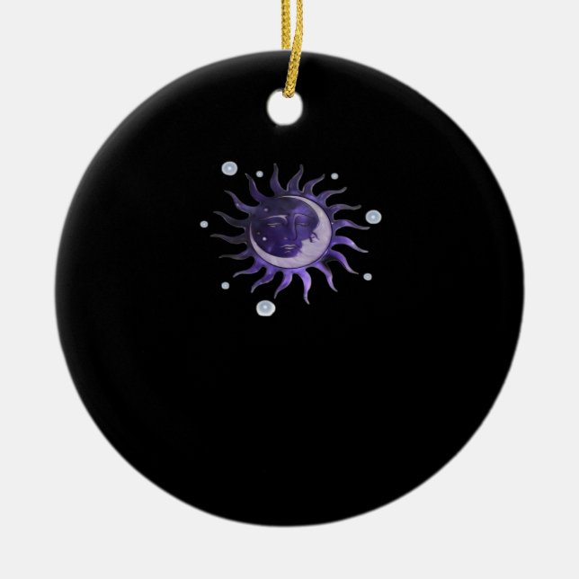 Sun And Moon Whimsigothic Gothic Witchy Witch Ceramic Ornament (Front)