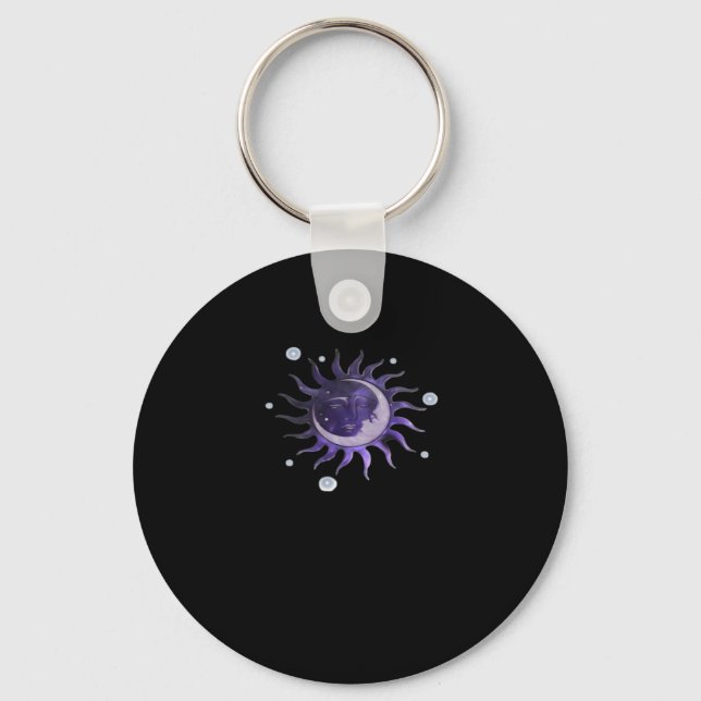 Sun And Moon Whimsigothic Gothic Witchy Witch Key Ring (Front)