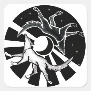 Sun and Moon Wolves Square Sticker