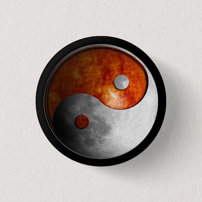 Sun and Moon Yin Yang 3 Cm Round Badge (Front)