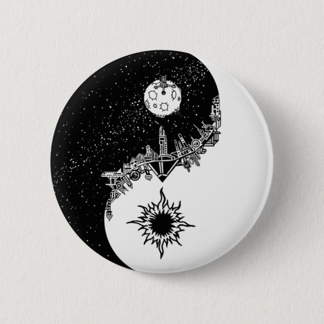 Sun and Moon Yin Yang Button (Front)