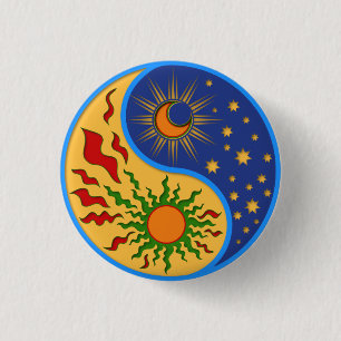 Sun and Moon Yin Yang Colourful 3 Cm Round Badge