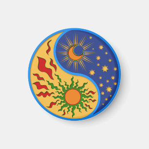 Sun and Moon Yin Yang Colourful Magnet