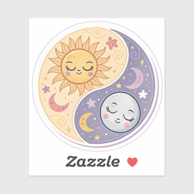 Sun and Moon Yin Yang | Cute Celestial Balance Aes (Sheet)