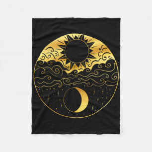 Sun And Moon Yin Yang Star Celestial Meditation Yo Fleece Blanket