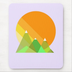 Sun and Mountains Vector Mouse Pad