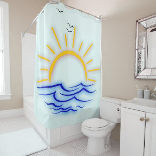 Sun and Ocean Wave Shower Curtain
