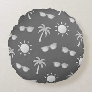 Sun And Palm Trees Round Cushion