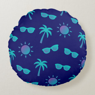 Sun And Palm Trees Round Cushion