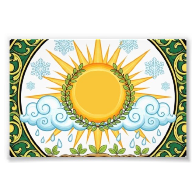 Sun and Rain Nature Cycle Botanical Emblem ART Photo Print (Front)