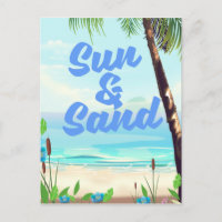 Sun and Sand inspirational quote cartoon poster la
