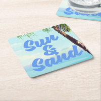 Sun and Sand inspirational quote cartoon poster la