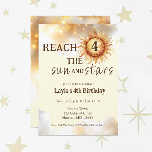 Sun and Stars Bounce and Play Fourth Birthday Invitation