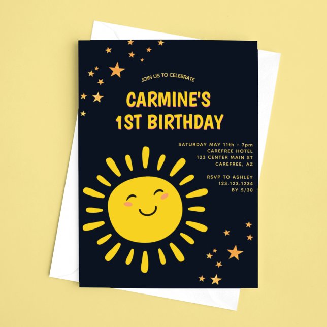 Sun and Stars Boys 1st Birthday Invitation (Creator Uploaded)